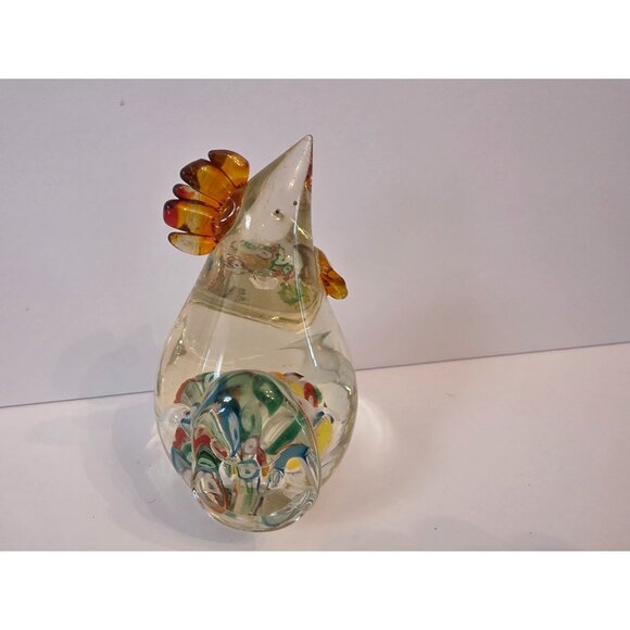 Handcrafted Murano Glass Rooster Figurine Paperweight Millifiore - Picture 1 of 8